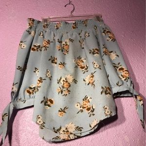 Medium light blue floral blouse